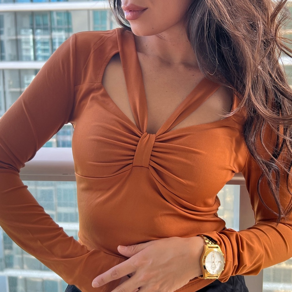 Autumn orangeSize M Date Night long sleeve from “Just Polly” - tag on.